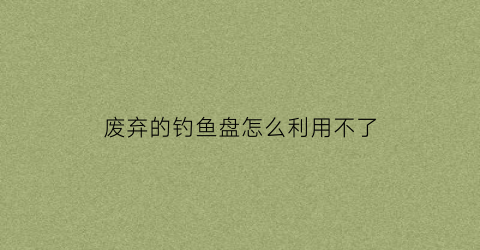 废弃的钓鱼盘怎么利用不了