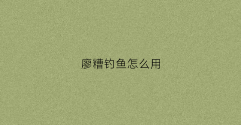 廖糟钓鱼怎么用(廖糟可以钓鱼吗)