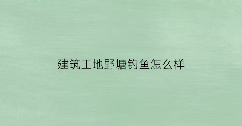 建筑工地野塘钓鱼怎么样(钓鱼野塘指的是什么意思)