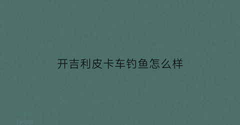 开吉利皮卡车钓鱼怎么样