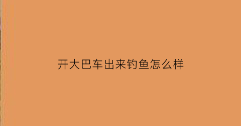 “开大巴车出来钓鱼怎么样(大巴钓大鱼)