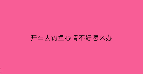 开车去钓鱼心情不好怎么办(钓鱼开心和不开心的句子)