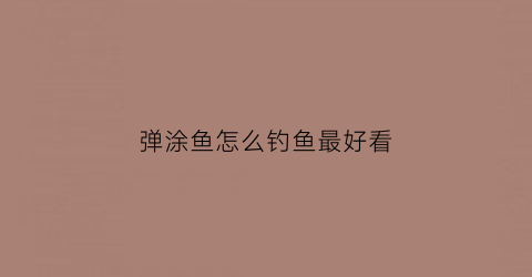 弹涂鱼怎么钓鱼最好看