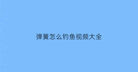 “弹簧怎么钓鱼视频大全(弹簧钓组)