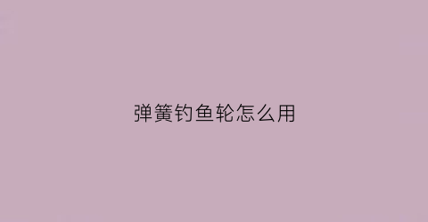 弹簧钓鱼轮怎么用