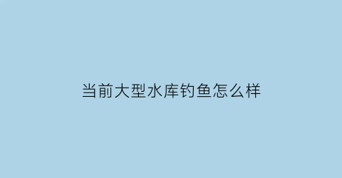当前大型水库钓鱼怎么样(野钓大型水库怎么选钓位)