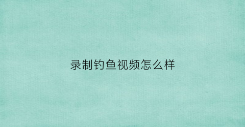 录制钓鱼视频怎么样(钓鱼视频怎么剪辑)