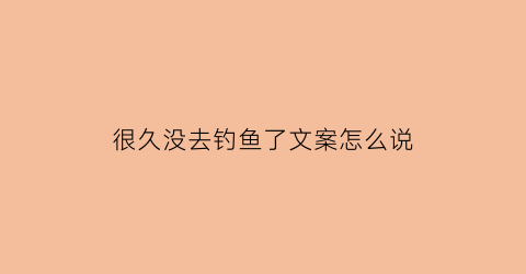 很久没去钓鱼了文案怎么说