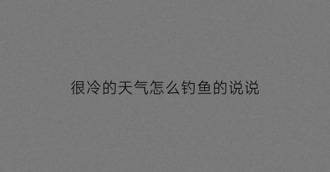 很冷的天气怎么钓鱼的说说(天冷钓鱼的句子)