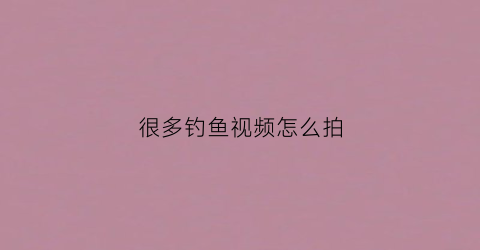 很多钓鱼视频怎么拍(钓鱼视频怎么拍效果好)