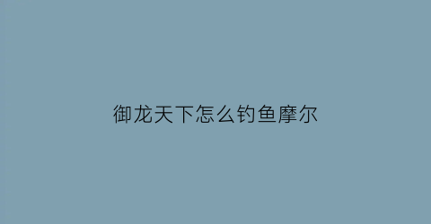 “御龙天下怎么钓鱼摩尔(御龙天下什么时候开新区)