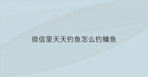 “微信里天天钓鱼怎么钓鳙鱼(天天钓鱼什么意思)