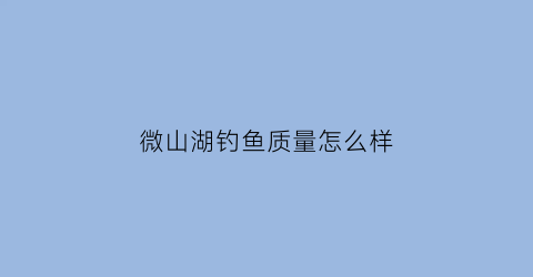 微山湖钓鱼质量怎么样(微山湖钓鱼质量怎么样呀)
