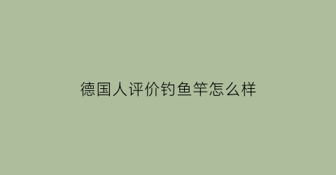 德国人评价钓鱼竿怎么样(德国钓具品牌)
