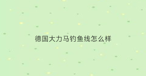 德国大力马钓鱼线怎么样(德国大力马鱼线价格)