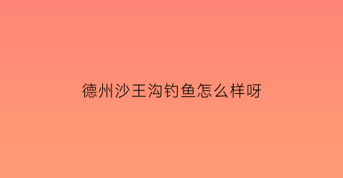 德州沙王沟钓鱼怎么样呀