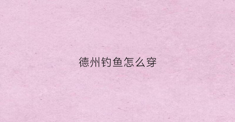 德州钓鱼怎么穿(德州钓手法)