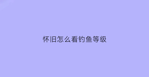 怀旧怎么看钓鱼等级