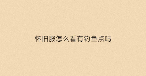 怀旧服怎么看有钓鱼点吗(怀旧服去哪钓鱼收益高)