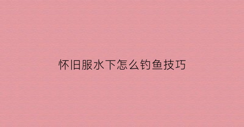 怀旧服水下怎么钓鱼技巧(魔兽世界怎么在水上钓鱼)