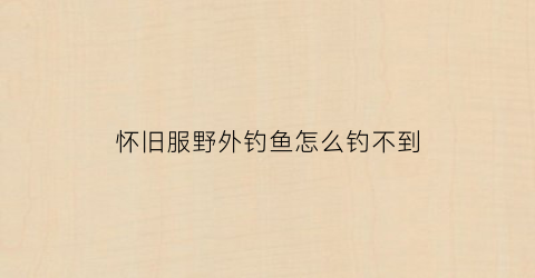 怀旧服野外钓鱼怎么钓不到(wow怀旧服钓鱼怎么钓)