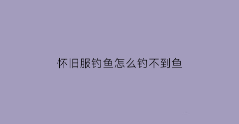 怀旧服钓鱼怎么钓不到鱼(怀旧服怎么钓鱼啊)