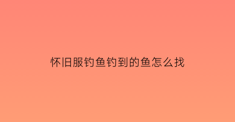 怀旧服钓鱼钓到的鱼怎么找(魔兽世界怀旧服钓鱼去哪钓)