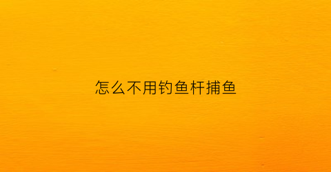 怎么不用钓鱼杆捕鱼(怎样不用鱼竿钓鱼)