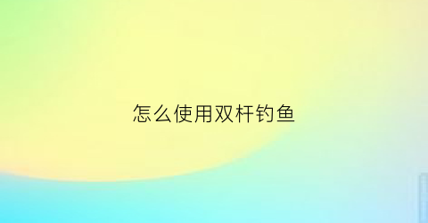 怎么使用双杆钓鱼(双杆怎样钓好)