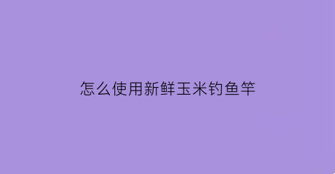 “怎么使用新鲜玉米钓鱼竿(用新鲜玉米钓什么鱼)