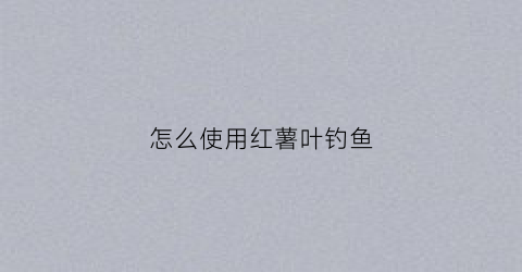 怎么使用红薯叶钓鱼(红薯叶能钓鱼吗)