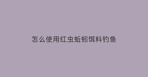 怎么使用红虫蚯蚓饵料钓鱼(用红虫蚯蚓作钓最好调几钓几)