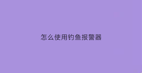 “怎么使用钓鱼报警器(钓鱼报警器多少钱一个)