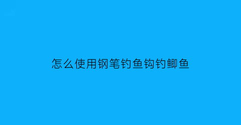 怎么使用钢笔钓鱼钩钓鲫鱼(怎么使用钢笔钓鱼钩钓鲫鱼视频)