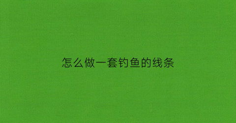 怎么做一套钓鱼的线条(怎样制作鱼线钓组视频)