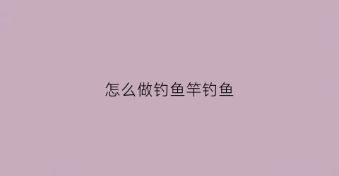 怎么做钓鱼竿钓鱼(怎么做钓鱼竿钓鱼视频教程)