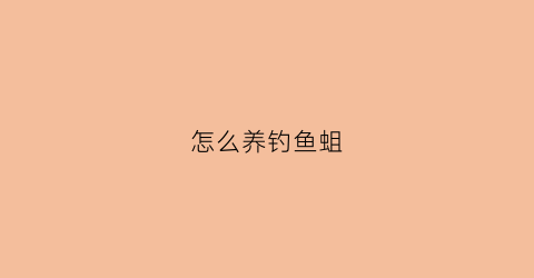 怎么养钓鱼蛆