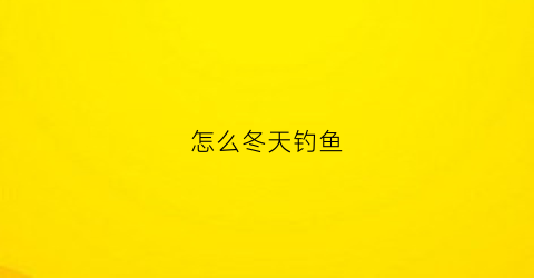 怎么冬天钓鱼(冬天怎么钓鱼啊)