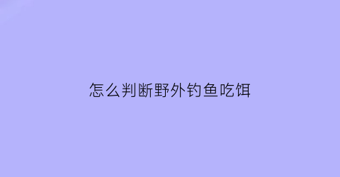 怎么判断野外钓鱼吃饵