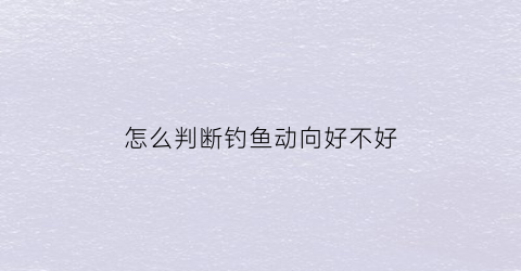 怎么判断钓鱼动向好不好(如何判断钓鱼)