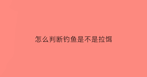 怎么判断钓鱼是不是拉饵(怎么区分饵料是拉饵还是搓饵)