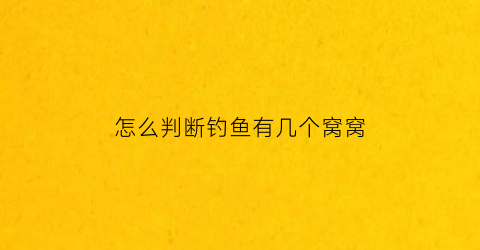 “怎么判断钓鱼有几个窝窝(钓鱼怎么知道鱼钩有没有到底)