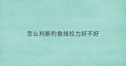 怎么判断钓鱼线拉力好不好(怎么测试鱼线拉力)
