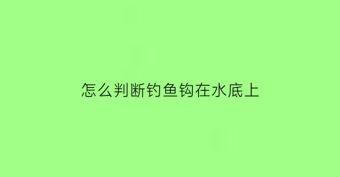 “怎么判断钓鱼钩在水底上(怎么知道钩子在水底的状态)