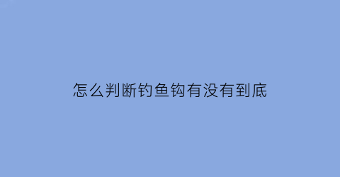 “怎么判断钓鱼钩有没有到底(钓鱼怎么分辨鱼钩有没有到底)