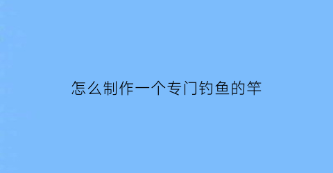 怎么制作一个专门钓鱼的竿(如何制作一个钓鱼竿)