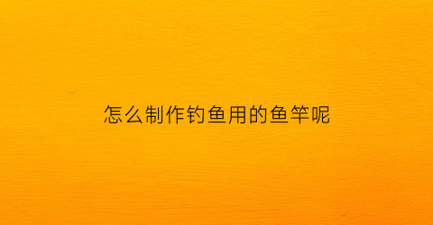 怎么制作钓鱼用的鱼竿呢(制作钓鱼竿儿的视频)