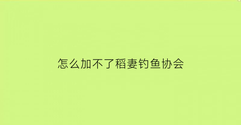 怎么加不了稻妻钓鱼协会(稻妻钓鱼协会在哪)