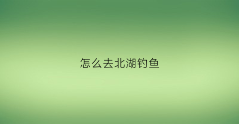 怎么去北湖钓鱼(北湖公园附近还有哪里可以钓鱼)