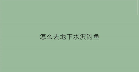 怎么去地下水沢钓鱼(寻地下水)